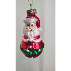Thomas Pacconi Museum Series Santa Green Bow Glass Christmas Ornament Vintage